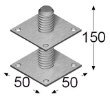 SUPPORTO GIREVOLE PER PILASTRI ARRAS 50X50X5mm M10X150mm ZINCATO A CALDO 1724102087278